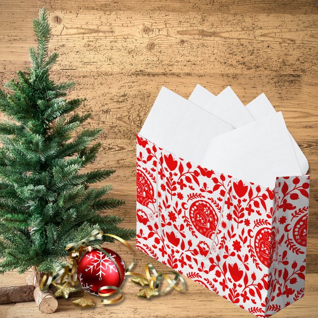 Folk Art Sleeping Fox Large Gift Bag (Creator Uploaded)