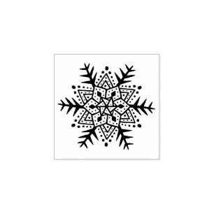 Folk art snowflake rubber stamp