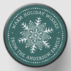 Folk art snowflake warm winter wishes pine green