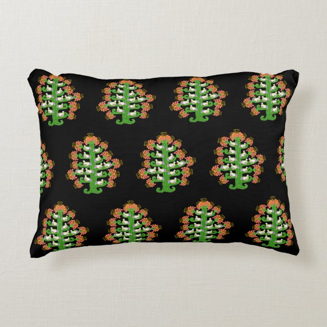 Folk Art Southwest Blooming Cactus With Doves Decorative Cushion (Front)