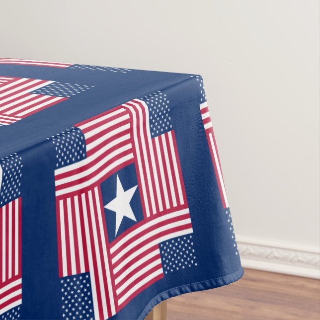 Folk Art Style American Flag Tablecloth (In Situ)