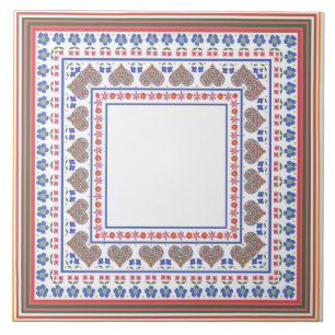 Folk Art Style Border Ceramic Tile to Customise