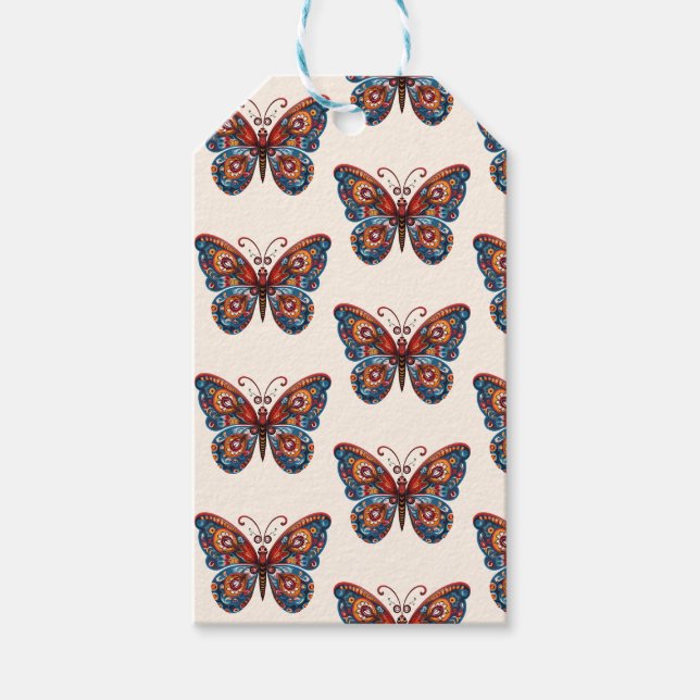 Folk Art Style Butterfly Gift Tags (Front)