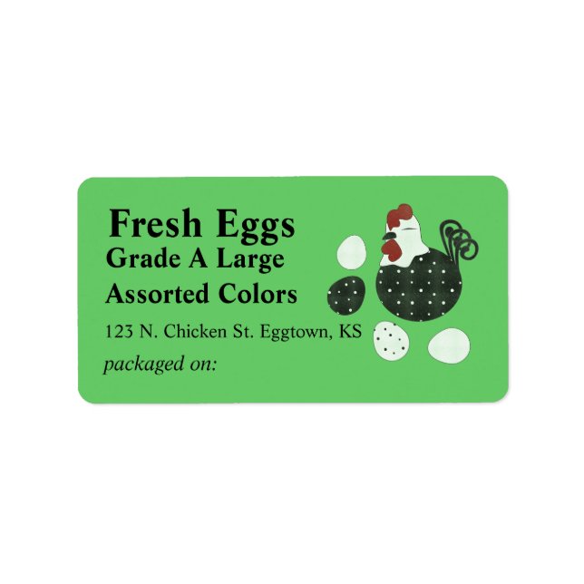 Folk Art Style Chicken Egg Label (Front)
