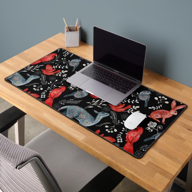 Folk-art style floral  pattern designs desk mat (Office 2)