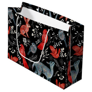 Folk-art style floral pattern designs large gift bag