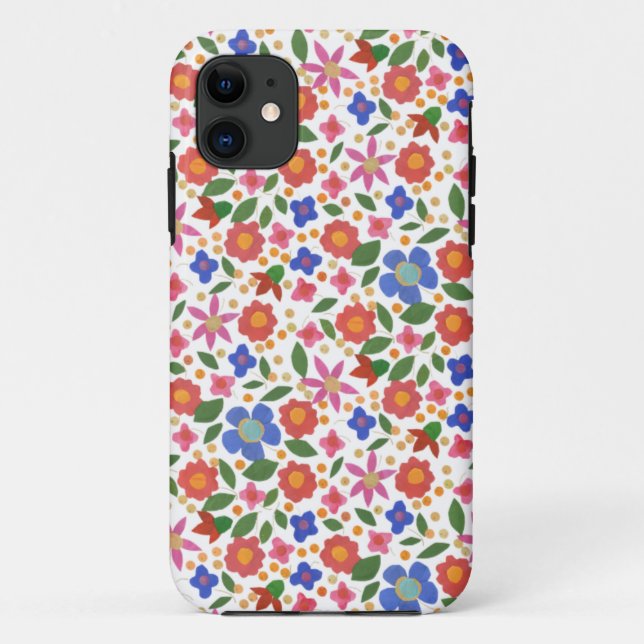 Folk Art Style Floral, White iPhone 5 Xtreme Case (Back)