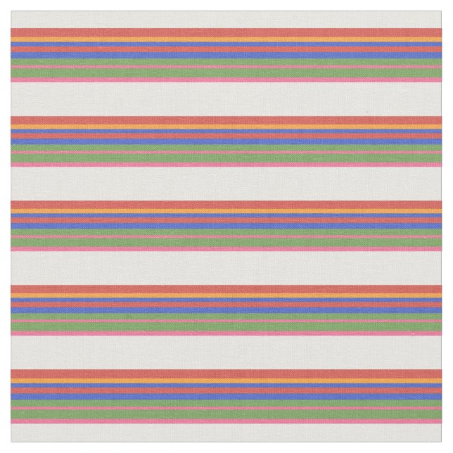 Folk Art Style Multicolor Deckchair Striped Fabric (Close Up)