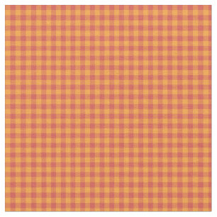 Folk Art Style Red Orange Check Gingham Fabric