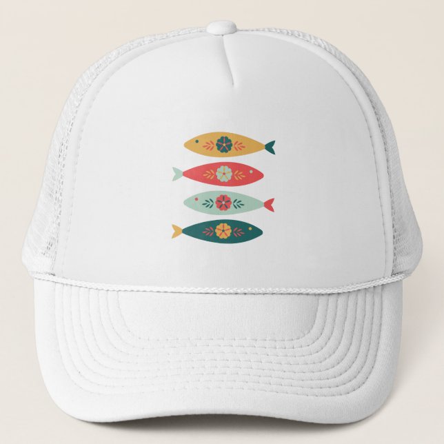 Folk Art Swedish Fish Trucker Hat (Front)