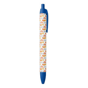 Folk Art Swimming Fish Pattern Black Ink Pen
