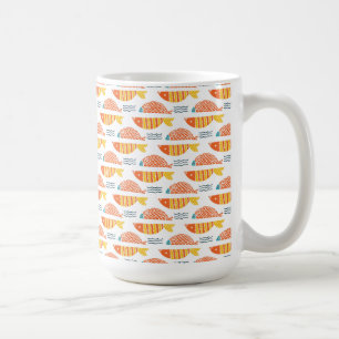 Folk Art Swimming Fish Pattern Coffee Mug
