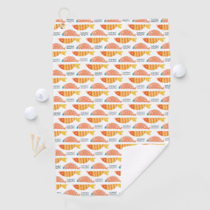 Folk Art Swimming Fish Pattern Golf Towel