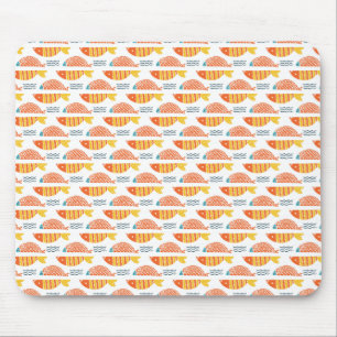 Folk Art Swimming Fish Pattern Mouse Pad