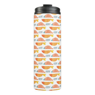 Folk Art Swimming Fish Pattern Thermal Tumbler