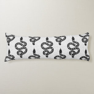 Folk Art Textured Grungy Witchy Snake black white Body Cushion