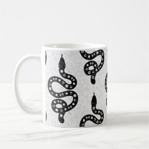 Folk Art Textured Grungy Witchy Snake black white Coffee Mug