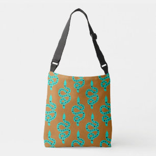 Folk Art Textured Grungy Witchy Snake green orange Crossbody Bag