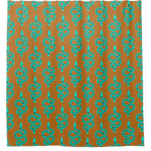 Folk Art Textured Grungy Witchy Snake green orange Shower Curtain