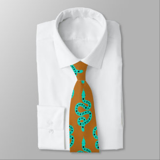 Folk Art Textured Grungy Witchy Snake green orange Tie
