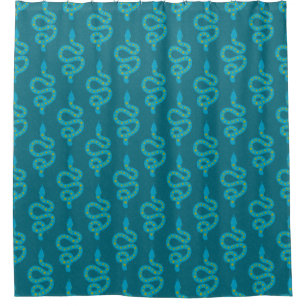 Folk Art Textured Grungy Witchy Snake green yellow Shower Curtain