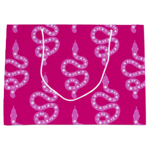 Folk Art Textured Grungy Witchy Snake pinks Large Gift Bag