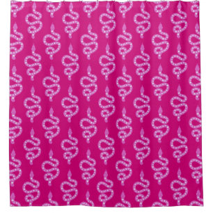 Folk Art Textured Grungy Witchy Snake pinks Shower Curtain