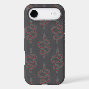 Folk Art Textured Grungy Witchy Snake red grey