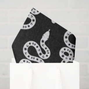 Folk Art Textured Grungy Witchy Snake white black Tissue Paper