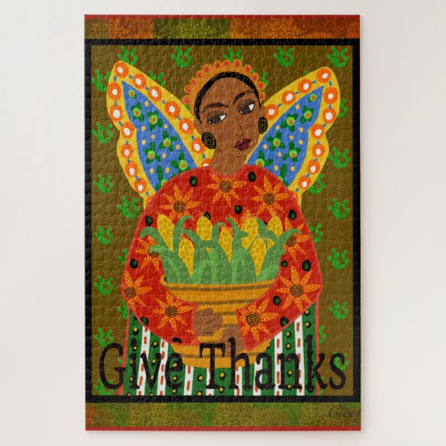 Folk Art Thanksgiving 1014 piece Puzzle (Vertical)
