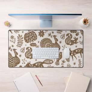 Folk Art Thanksgiving Desk Mat