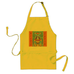 FOLK ART THANKSGIVING TURKEY & CORN APRON Holiday