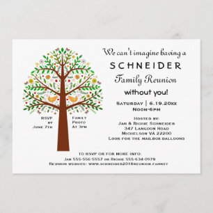 Folk Art Tree Family Reunion, Party or Event Invitation
