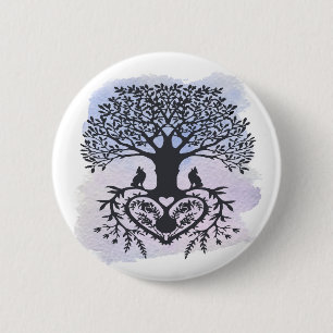 Folk Art Tree of Life 6 Cm Round Badge