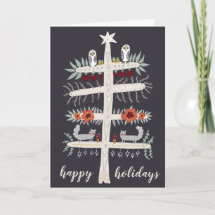 Folk Art Tree of Life Christmas Holiday CUSTOM Card