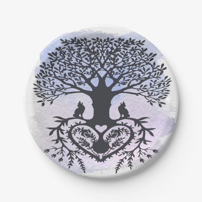 Folk Art Tree of Life Paper Plate (Front)
