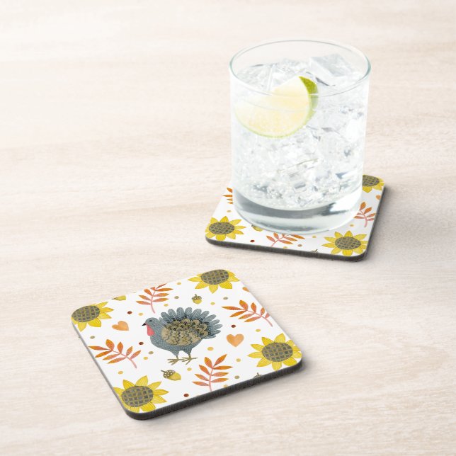 Folk Art Turkeys Coaster (Right Side)