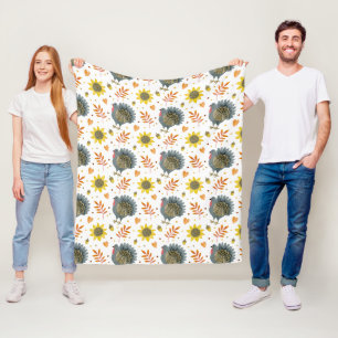 Folk Art Turkeys Fleece Blanket