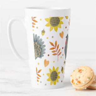 Folk Art Turkeys Latte Mug