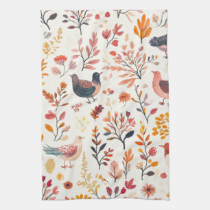 Folk Art Turkeys – Nature Inspired Autumn 2 Tea Towel
