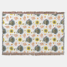 Folk Art Turkeys Throw Blanket