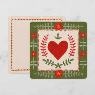 Folk Art Valentine Flat Card