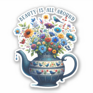 Folk Art Vase Flowers Beauty All Around