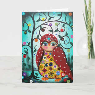 FOLK ART Watching Owl BY LORI greeting card
