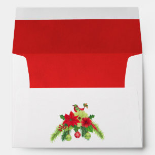 Folk Art Watercolor Floral Christmas Envelope
