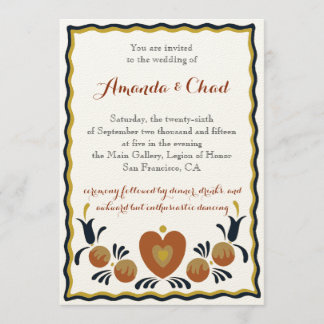 Folk Art Wedding Invitation