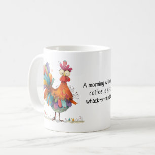 Folk Art Whimsical Rooster Morning Coffee Funny Mug