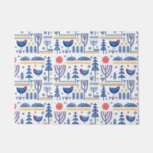 Folk Art Winter Bird Pattern Doormat