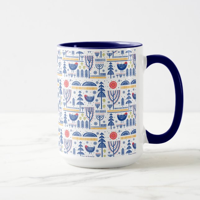 Folk Art Winter Bird Pattern Mug (Right)