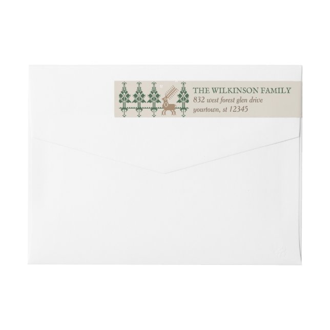 Folk Art Winter Forest Custom Wrap Around Label (Back)